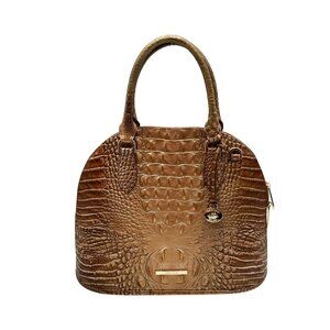 Brahmin Gold Croc Embossed Leather Georgina Saddle Melbourne Satchel Bag